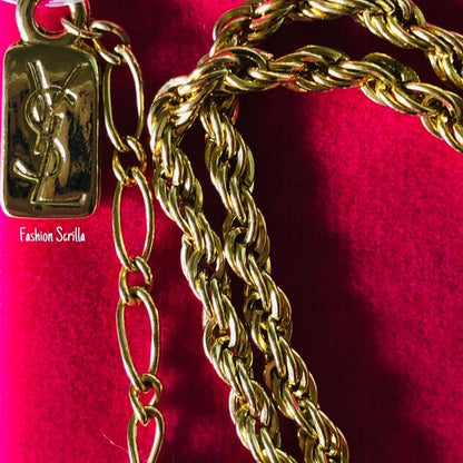 Vintage Yves Saint Laurent Archival Runway XL Heart Diamanté Swarovski Crystal Gold Pendant And Chain Necklace
