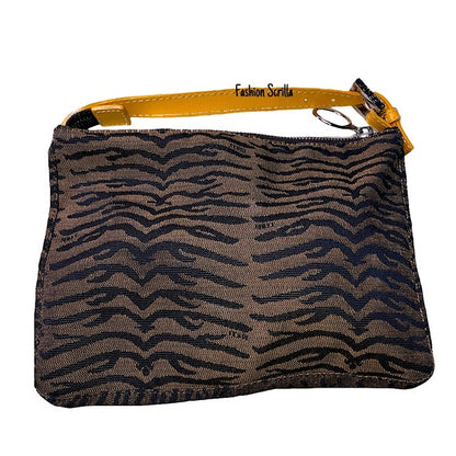 Fendi Vintage Y2K Tiger Print Canvas Mini Bag